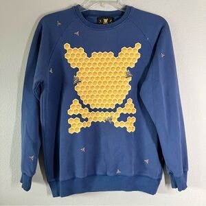PORC Romania Beez Sweatshirt Honeycomb Pig Skull Crossbones Honey Bee Graphic M